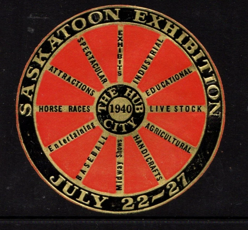 Canada - Gold Foil Label, Deco Style, Saskatoon Canada Exhibition, 1940 - MNH - Image 1 of 1