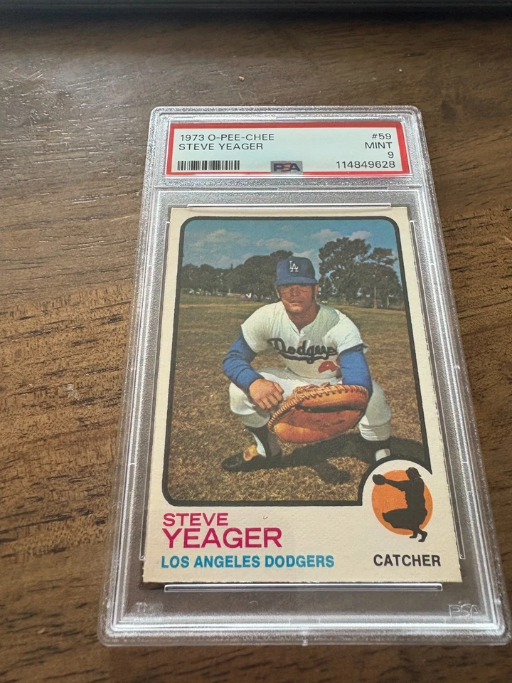 1973 OPC O-Pee-Chee PSA 9 MINT Rookie Steve Yeager LA Dodgers # 59 Lo Pop - Image 1 of 2