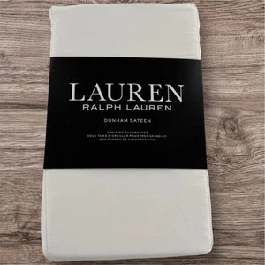 New RALPH LAUREN Dunham Sateen Pair Of 2 White King Pillowcase Cotton Luxury - Picture 1 of 10