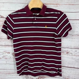 Polo Ralph Lauren Polo Para Hombres XL Rayas Borgoña Blanco Ajuste Personalizado - Imagen 1 de 7