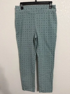 Pantalones elásticos geométricos al tobillo Chico’s para mujer talla OR/4R verdes y blancos - Imagen 1 de 4