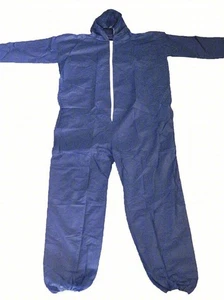 Condor 26W826 Hooded Disposable Coveralls, 2Xl, Blue, Polypropylene, Zipper - Picture 1 of 5