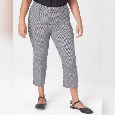 NWT Lane Bryant Slim Capri 4-Season Pant Black Gingham Mid-Rise Plus Size 24 NEW - Image 1 of 4