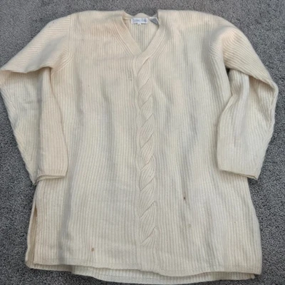 Suéter tejido de pelo de conejo angora lana de cordero Jeanne Pierre para mujer - talla S crema Foto 1 de 4