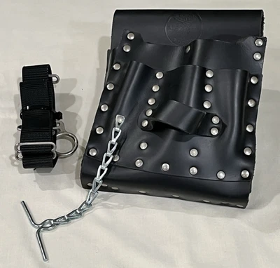 KLEIN TOOLS (MEDIUM) Electrician Leather Multi Tool Belt 7 Pocket Pouch (NEW) - Image 1 of 4