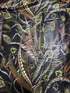 Vtg Cyrus Clark Polished Cotton Chintz Fabric "Everglaze” Allegro Peacock  7 Yds - Picture 1 of 3