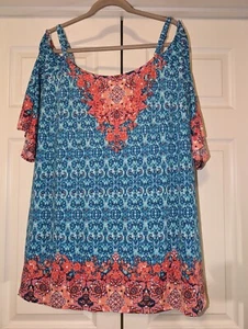 Avenue Zoey Cold Shoulder Tunic - Size 22/24 - NWT - Red Scarf - Picture 1 of 8