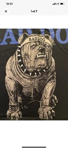 VTG 90s Bad Dog Bulldog Spellout AOP Big Face T Shirt Single Stitch Double Sided - Picture 1 of 7