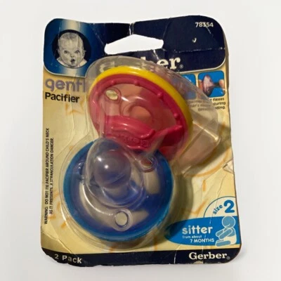 🧸 Chupete Gerber Gentleflex Talla 2 (7M+) #78354 Púrpura/Rosa Paquete de 2 ENVÍO GRATUITO🎀 Foto 1 de 4