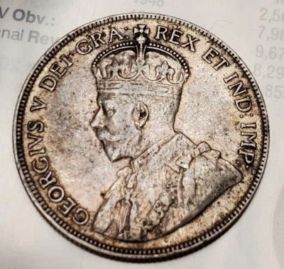 1917 Canada 50 Cents World Silver Coin VF / Xf - Image 1 of 2