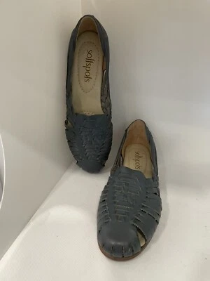 sapatos softspots femininos 7N MTB3 couro azul superior - Imagem 1 de 4