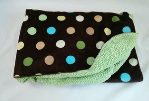 Circo Green Sherpa Babydecke Punkte braun blau weiß 30" x 40" - Bild 1 von 2