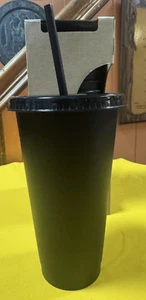 5 Pack Black Tumbler with Straw and Snap Lid 24 oz Reusable Plastic Cups - Picture 1 of 3