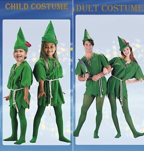 Peter Pan Robin Hood Costume Boys Kids Adults Child Lost Boy 
