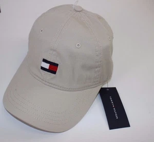 TOMMY HILFIGER Baseball Hat Men's One Size Khaki Embroidered LOGO NEW - Picture 1 of 4