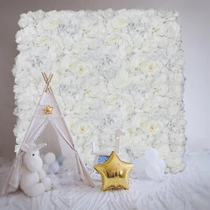 6Pcs Artificial Flower Wall Panels Silk Rose Floral Wall Wedding Backdrop Decor  - Picture 1 of 17