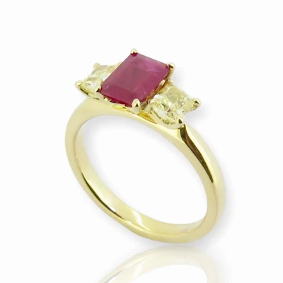 .A 1.04ct Ruby & 0.76ct GIA Diamond Set 18ct Gold Cocktail Ring SizeN Val $13880 - Image 1 of 4