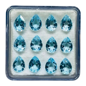 VVS 12 Stck. Natürlicher Himmelblautopas 8x6 mm Birnenschliff Top Qualität Lose Edelsteine Posten - Bild 1 von 9