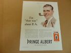 1930 PRINCE ALBERT TOBACCO Happy Man Smokes His Pipe vintage art print ad 