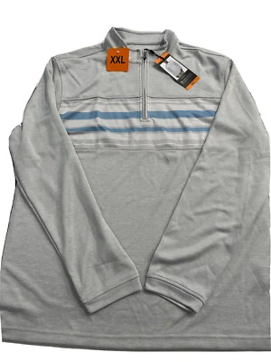 Pebble Beach Grey/Blue Stripe Mens Pullover 1/2 Zip XXL (Pen mark on front) 2XL - Image 1 of 4