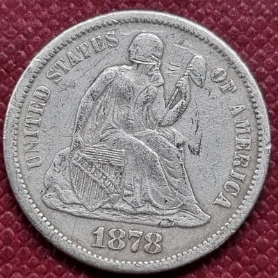 1878 CC Seated Liberty Dime 10c Better Grade XF #67200 - Image 1 of 2