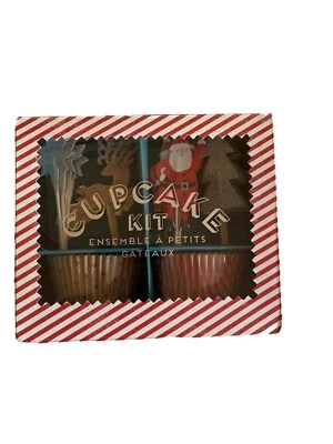 Meri Meri Jingle All The Way Christmas Cupcake Kit Santa Reindeer 24 New Topper - Image 1 of 4