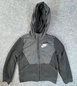 Nike Sportswear Jacket Boys Size L Black Sherpa Windrunner Full Zip Hoodie - Picture 1 of 5