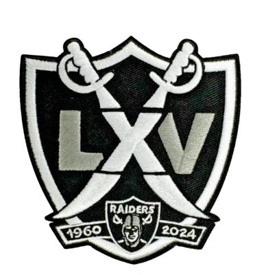 Las Vegas Raiders 65th Anniversary Season Embroidered 4in Iron / Sew-On Patch