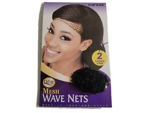 Qfitt WAVE HAIR NETS - BLACK - 1 PACK OF 2 NETS HAIRNETS MESH STYLE