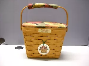 Longaberger 1995 Edition Dresden Basket Fabric Lid & Liner and Charm Fall Design - Picture 1 of 15