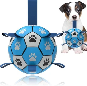 6inch Dog Ropes Toys Soccer Ball with Straps Interactive Dog Toys for Tug of War - Picture 1 of 5