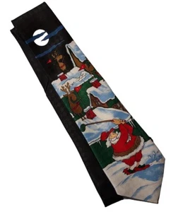 Hallmark Yule Cravatta Auguri Cravatta da Collo Uomo Natale Babbo Natale Golf - 4" x 57,5" - Foto 1 di 6