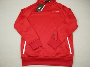 Spyder Hoodie Men Medium Red Pullover Sweatshirt Zip Pockets Logo Active M - Picture 1 of 8