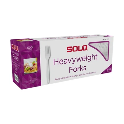 Solo Heavyweight Plastic Forks, White, 500-count - Image 1 of 2