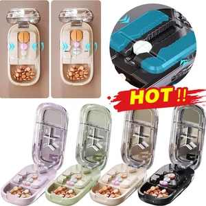 Adjustable-Quartering Pill Cutter Storage-Box-Portable-Drug Tablet-Medicine Dust - Picture 1 of 20