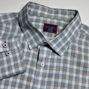 UNTUCKit Giacomo WF Green Gingham Check Men's XL Long Sleeve Button Down Shirt - Picture 1 of 7