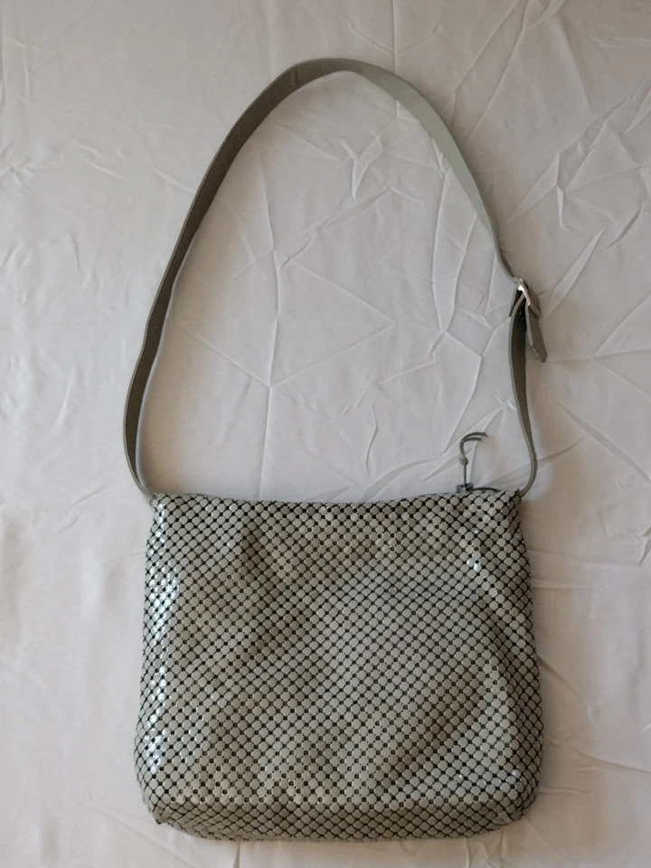 VINTAGE Whiting and Davis mesh crossbody BAG.  Excellent condition. Gray. - Image 1 of 4