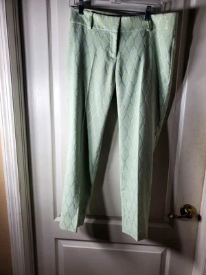 Ann Taylor Light Mint Green And Silver Design Ankle Slacks Womens Size 6 - Image 1 of 4