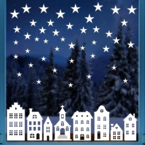 6 Fogli Adesivi Finestra Natale Vetrofanie Natalizie Casa Stelle Rimovibile Fai  - Foto 1 di 12