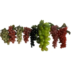 Lot of 8 Vintage Artificial Faux  Grapes Bunches Strands Multicolor - Picture 1 of 7