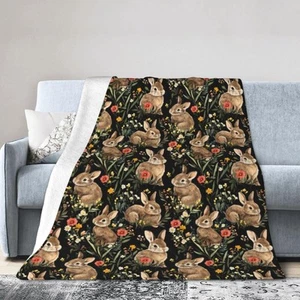 Bunny Throw Blanket Soft Cozy Plush Warm Fleece Football Blanket for Sofa Cou... - Picture 1 of 9
