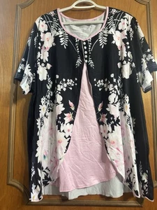 Women's Short Sleeve Tops Baggy Floral Blouse Plus Size 3XL - Picture 1 of 2