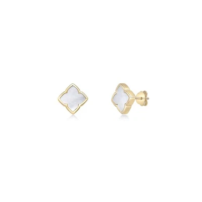 Mother of Pearl and Sapphire Four Leaf Clover Earrings in Gold Plated Silver - Image 1 of 4