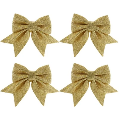 4Pcs Christmas Dust Bows Christmas Tree Printed Bow Ornaments for Mall  * - Image 1 of 4