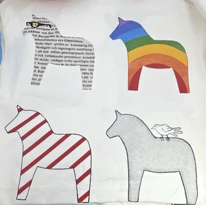 Vtg IKEA Dala Horse Gustava Katarina Brieditis 127”x58” Fabric Med-Heavy Cotton - Picture 1 of 23