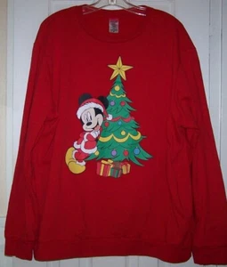 Disney Mickey Mouse Christmas Sweatshirt  Men's 2XL (50-52) Red Cotton Poly NWOT - Picture 1 of 7