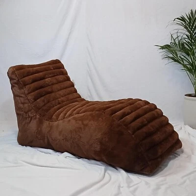 Bolsa de frijoles sillas sofá tumbona de piel bolsa de frijoles sofá solo funda sin frijoles marrón Foto 1 de 4