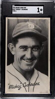 1936 Goudey широкая ручка Микки Кокрейн тип 1 SGC 1 по центру и белые границы!!!  - Изображение 1 из 2