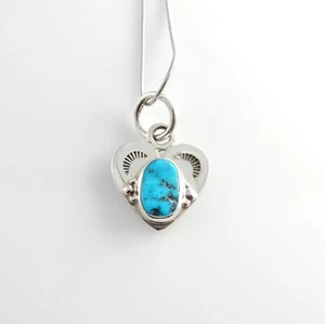 Colgante Corazón Turquesa Azul Plata Esterlina Suroeste Hecho a Mano - Imagen 1 de 4