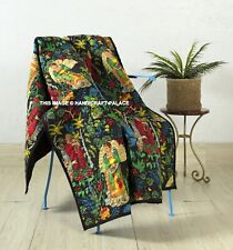 Indian Kantha Quilted Throw Pure Cotton Blanket Large Frida Kahlo Sofa Throw 70"